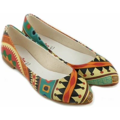 Afbeelding van GOBY Afrikan Patroon Ballerinas Flats Hoge kwaliteit Handmade Meisjesprint Maat 38
