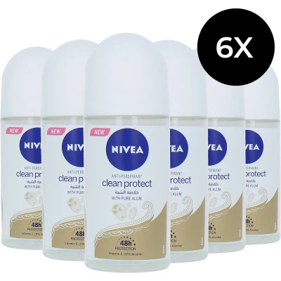 Afbeelding van Nivea Clean Protect Deo Roller 6 x 50 ml