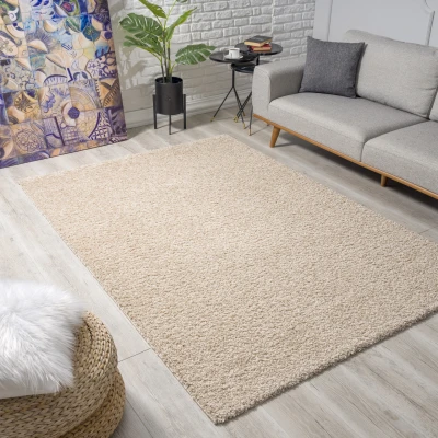 Afbeelding van Shaggy Vloerkleed Beige Hoogpolig 140x200 cm