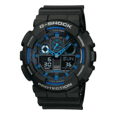 Afbeelding van Casio G Shock GA 100 1A2ER Classic horloge Horloges BlauwZwart