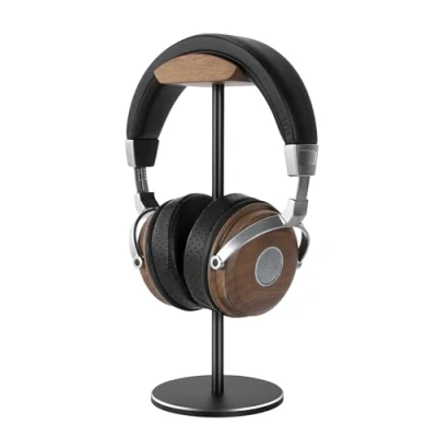 Afbeelding van Headset Houder,Koptelefoonstandaard houten koptelefoonhouder Hoofdtelefoon Houder met Walnoothout Hoofdsteun voor alle Hoofdtelefoonmaten