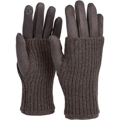 Afbeelding van styleBREAKER Dames Touchscreen stoffen handschoenen met uitneembare gebreide manchetten, warme handschoenen, winter 09010022, Kleur:Grijs