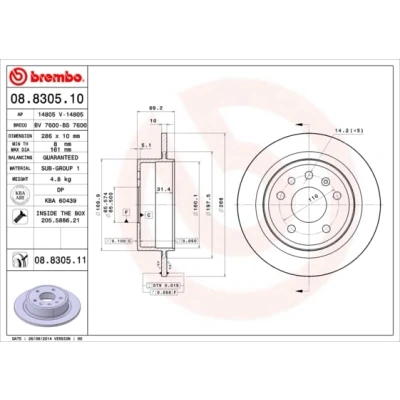 Afbeelding van Brembo Remschijf 08.8305.11