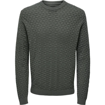 Afbeelding van Only &amp; Sons Kalle REG 12 Struc CREW NOOS Trui, Heren, Maat: XL, Castor gray