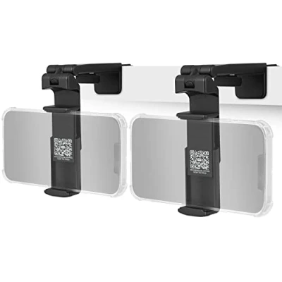 Afbeelding van Wicked Chili 2x flexibele mobiele telefoonhouder voor reizen, werk en thuis, opvouwbare mini universele telefoonstandaard met 360 kogelgewricht tafelklem, montage, vliegtuig, films, videocall