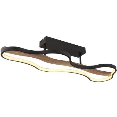 Afbeelding van Globo Plafondlamp Bezzy design zwart met hout 67181D