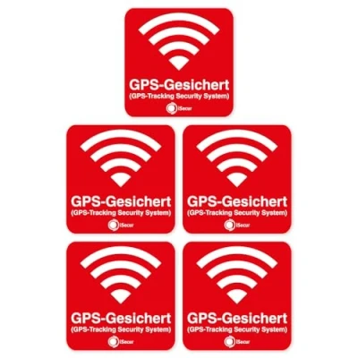 Afbeelding van Sticker alarm GPS iSecur® alarmbeveiligd I 40x40mm 5 stuks zekering aan de binnenkant klevend voor ruiten auto motorfiets vrachtwagen bouwmachines hin_389