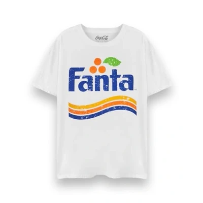 Afbeelding van Coca Cola Fanta Heren T shirt Volwassenen Origineel Logo korte Mouw Grafisch in Wit Verontruste Oranje Vintage Kleding Top met mouwen, Wit, M