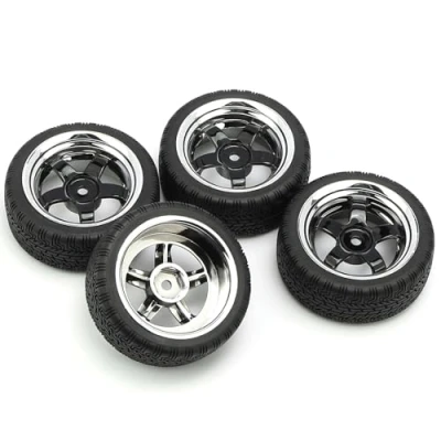 Afbeelding van Pxyelec 4 Stks Zwart 1/10 Schaal Off Road Auto RC Band Banden Plating Wielen 5 Spoke voor HSP HPI Racing