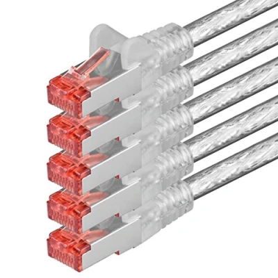 Afbeelding van 1aTTack.de 5x 2m Cat 6 netwerkkabel patchkabel Cat6 RJ45 SFTP transparant