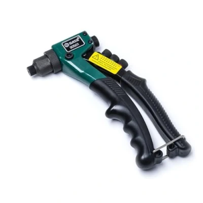 Afbeelding van SATA ST90501SC 8 inch klinkhamer pistool, met een zware stalen behuizing en veerbelaste rubberen handgreep die klinknagelstelen automatisch uitwerpt