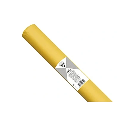 Afbeelding van Clairefontaine Ref 394015C Rol vloeipapier (24 vellen) 50 x 75cm formaat vellen, 18gsm materiaal Geschikt voor het inpakken, kaarten maken en knutselen Citroengeel