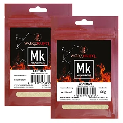 Afbeelding van xanthan, Xanthaangom E415. Glutenvrij verdikkingsmiddel polysaccharid. 2 zakken van elk 60 g (120 g)
