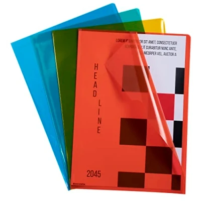 Afbeelding van Exacompta Ref. 56101E Pak van 10 L mappen In gestructureerde , hoogwaardig polypropyleen Extra dik 12/100e A4 archiefformaat 4 geassorteerde kleuren