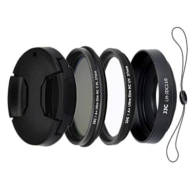 Afbeelding van JJC 4 delige lenskap kit voor Canon G1X Mark III digitale camera inclusief metalen van aluminiumlegering, MC UV en CPL filters, lensdop met koord