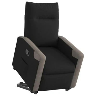 Afbeelding van VidaXL, Fauteuils, Relaxfauteuil met opstahulp zwarte stof