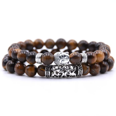 Afbeelding van Memphis Heren Kralen Armband Tijgeroog en Buddha Bruin
