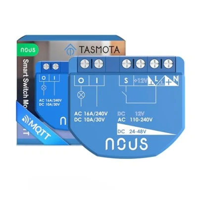 Afbeelding van NOUS WiFi Smart Switch module met Tasmota, AC 16A/DC 10A, ESP32, Temp Sensor, Matter &amp; MQTT ondersteuning, 1 kanaal, droogcontacten, compatibel Alexa, Home Assistant, Google Home, Apple Kit