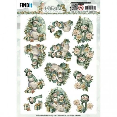 Afbeelding van 3D Push Out Amy Design Enchanting Christmas Snowmen