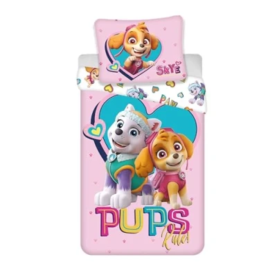 Afbeelding van Dex Paw Patrol beddengoed met Stella en Everest, omkeerbaar dekbedovertrek 135 x 200 cm + kussensloop 80 cm, 100% katoen