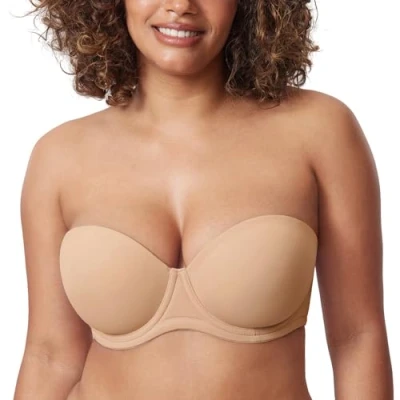 Afbeelding van Delimira Dames Onderdraad Contour Multiway Volledige Dekking Strapless BH Plus Size Warm Beige 95F