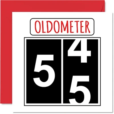 Afbeelding van Leuke 55e verjaardagskaarten voor mannen vrouw Oldometer Happy Birthday Card papa mama opa oppas oma oom tante neef vriend, 145mm x wenskaarten, verjaardagskaart