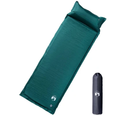 Afbeelding van vidaXL Kampeermatras met kussen zelfopblazend 1 persoons groen