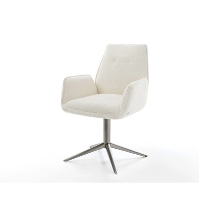 Afbeelding van DELIFE Draaistoel Zoa Flex bouclé wit kruispoot grafiet 360 draaibaar rocker functie pocketveer kern