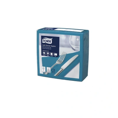 Afbeelding van Tork Soft Dinnerservet 39x39cm 3 laags 1/4 vouw Blauwgroen 477914