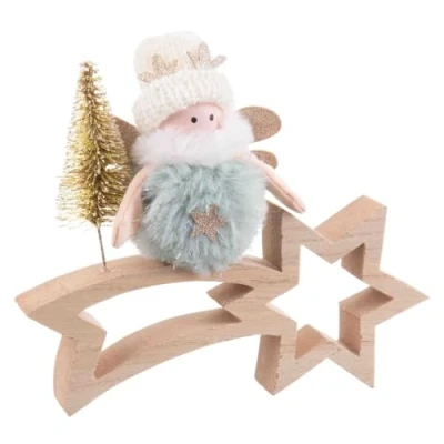 Afbeelding van Bigbuy Christmas Kerstversiering Multicolour Natuurlijk Hout Weefsel 18 X 6 16 Cm
