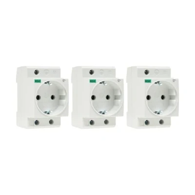 Afbeelding van RSE Inbouwstopcontact 230 V/16 A stopcontacten voor DIN rail meterkast verdeelinbouw, 3 stuks
