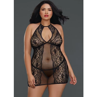 Afbeelding van Fishnet and Lace Chemise Plus Size