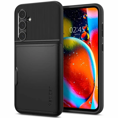 Afbeelding van Samsung Galaxy S23 FE Hoesje Kunststof Spigen Backcover/Hardcase Zwart Telefoonhoesje Shockproof/Valbescherming