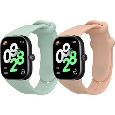 Afbeelding van kwmobile 2x horlogebandjes geschikt voor Xiaomi Redmi Watch 4 bandje Smartwatch bandjes van TPU Activity tracker horloge band in pastelgroen / oudroze