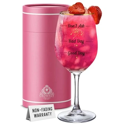 Afbeelding van CROWNLY CRYSTAL® cadeau voor vrouwen gepersonaliseerd wijnglas gin glas geschenken collega&#039;s vrienden verjaardagscadeaus beste idee