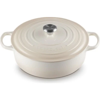 Afbeelding van Le Creuset Lage Braad /Stoofpan Signature Rond 30cm 6,2l Meringue Gietijzer