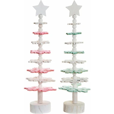 Afbeelding van Kerstboom DKD Home Decor Hout MDF (2 pcs) (11 x 11 41 cm)