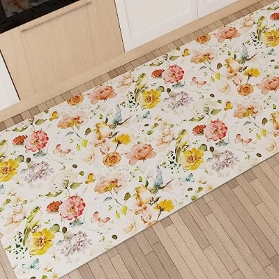 Afbeelding van PETTI Artigiani Italiani Tapijt voor keuken, antislip en wasbaar, 52 x 80 cm, bloemenpatroon, 06, 100% Made in Italy