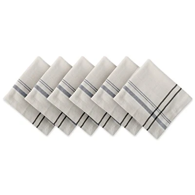 Afbeelding van DII Franse Stripe Tafelblad Collectie Boerderij Stijl Eettafel Linnen Servetset, 20x20, Taupe/Zwart, 6 delig