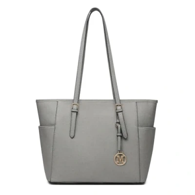 Afbeelding van Miss Lulu Tote tas voor vrouwen handtas dames PU lederen schouder top handvat tas, Grijs