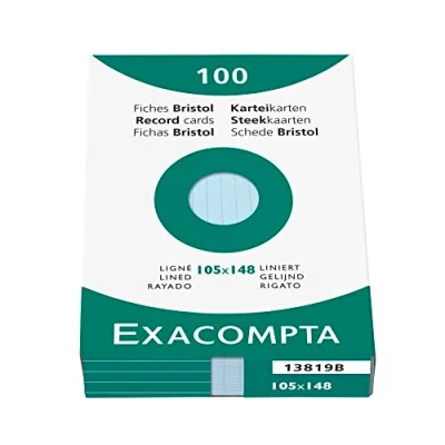 Afbeelding van Exacompta Set van 100 Bristol kaarten 105 x 148 mm niet geperforeerde lijn
