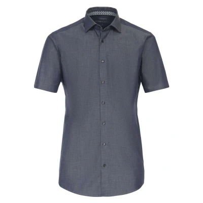 Afbeelding van VENTI modern fit overhemd korte mouw twill blauw Strijkvrij Boordmaat: 39