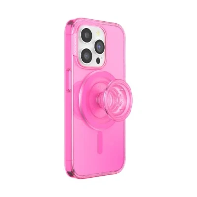 Afbeelding van PopSockets iPhone 15 Pro hoesje met ronde telefoongreep compatibel MagSafe, telefoonhoesje voor Pro, draadloos opladen Baeby Pink