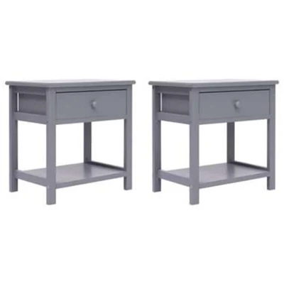 Afbeelding van Nachtkastje 2 st 40x29x42 cm paulowniahout grijs