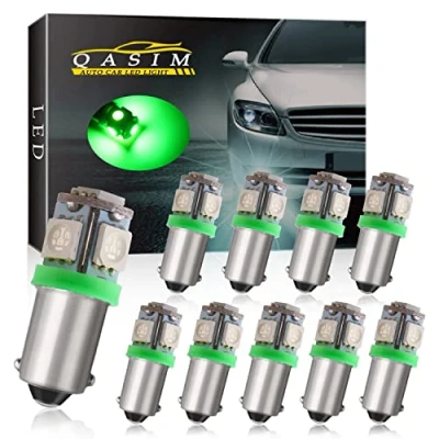 Afbeelding van QasimLed Groen 12V BA9S 5050 5SMD LED T4W 60LM Auto interieur Hoekkoepel Kaart RV Kentekenverlichting (10 stuks)