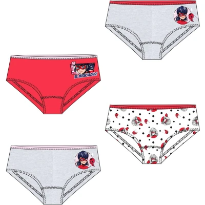 Afbeelding van Miraculous Ladybug onderbroek set van 4 Grijs/Rood/Wit maat 134/140