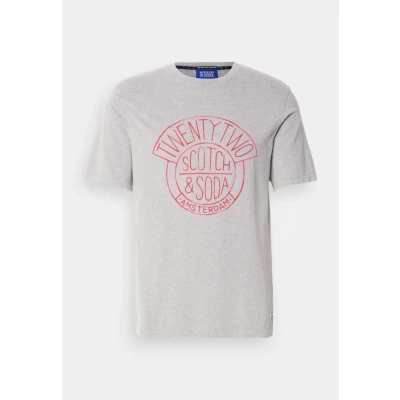 Afbeelding van Scotch &amp; Soda Artwork Tshirt print, Heren, Maat: Small, Grey melange