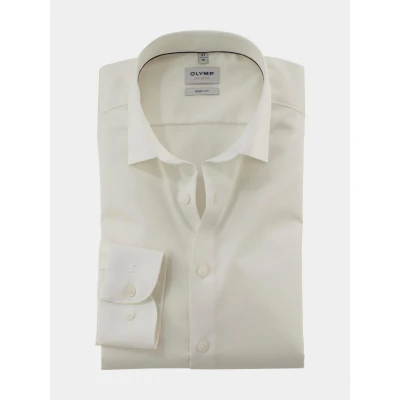 Afbeelding van OLYMP Overhemd Level 5 BF Off White maat 39 Heren Overhemden Trouw Streep met Slim fit Pasvorm Stretch