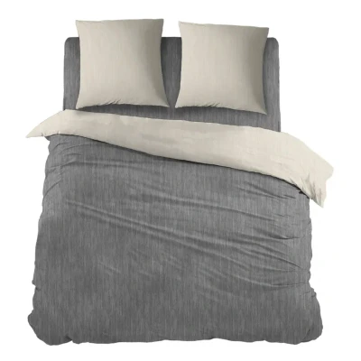 Afbeelding van Snoozing Brigitte Dekbedovertrek Lits jumeaux 240x200/220 cm + 2 kussenslopen 60x70 Antraciet/Beige