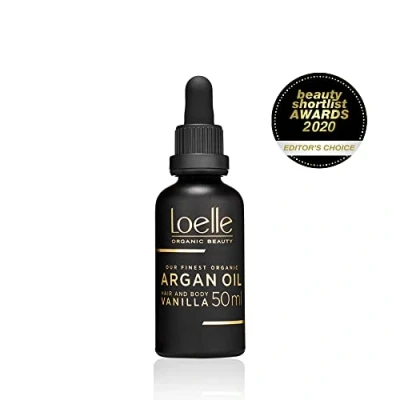 Afbeelding van Loelle Geparfumeerde Arganolie met Vanille extract Anti rimpelolie voor handen, gezicht &amp; haar Biologische, geurige lichaamsolie Vitamine E Baardolie Handgeplukt in Marokko (50ml)